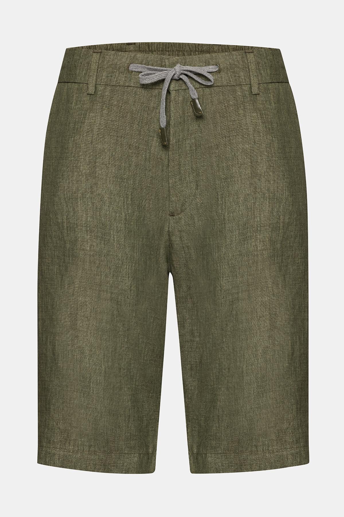  Erkek Haki Keten Chino Şort