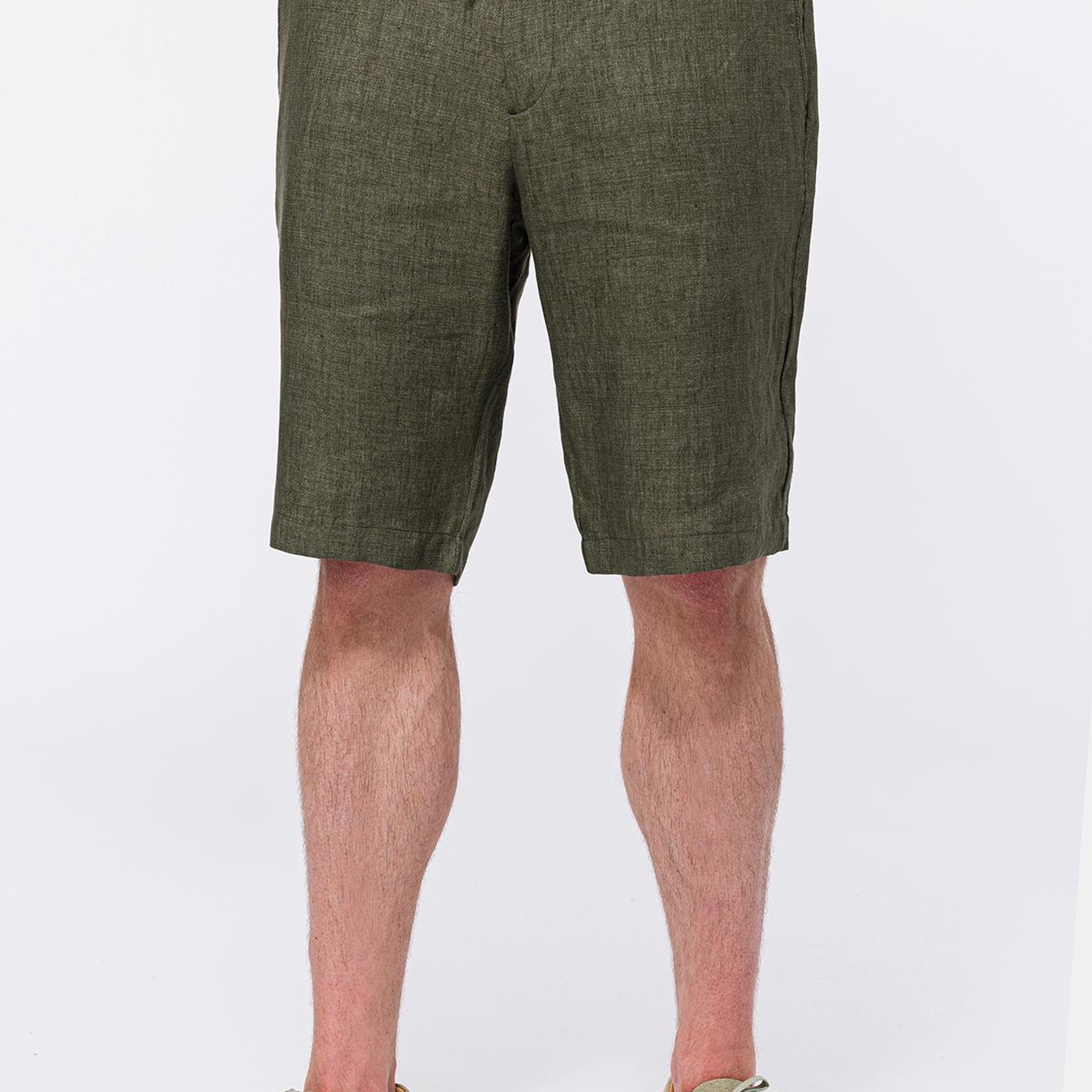 Erkek Haki Keten Chino Şort