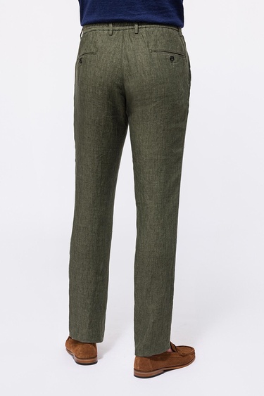  Erkek Haki Leomaster Bağcıklı Keten Pantolon