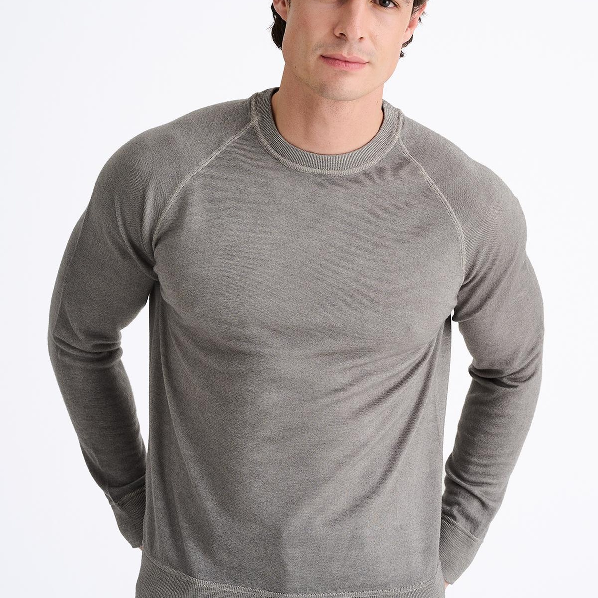 Erkek Açık Yeşil 140's Yün Bisiklet Yaka Kazak