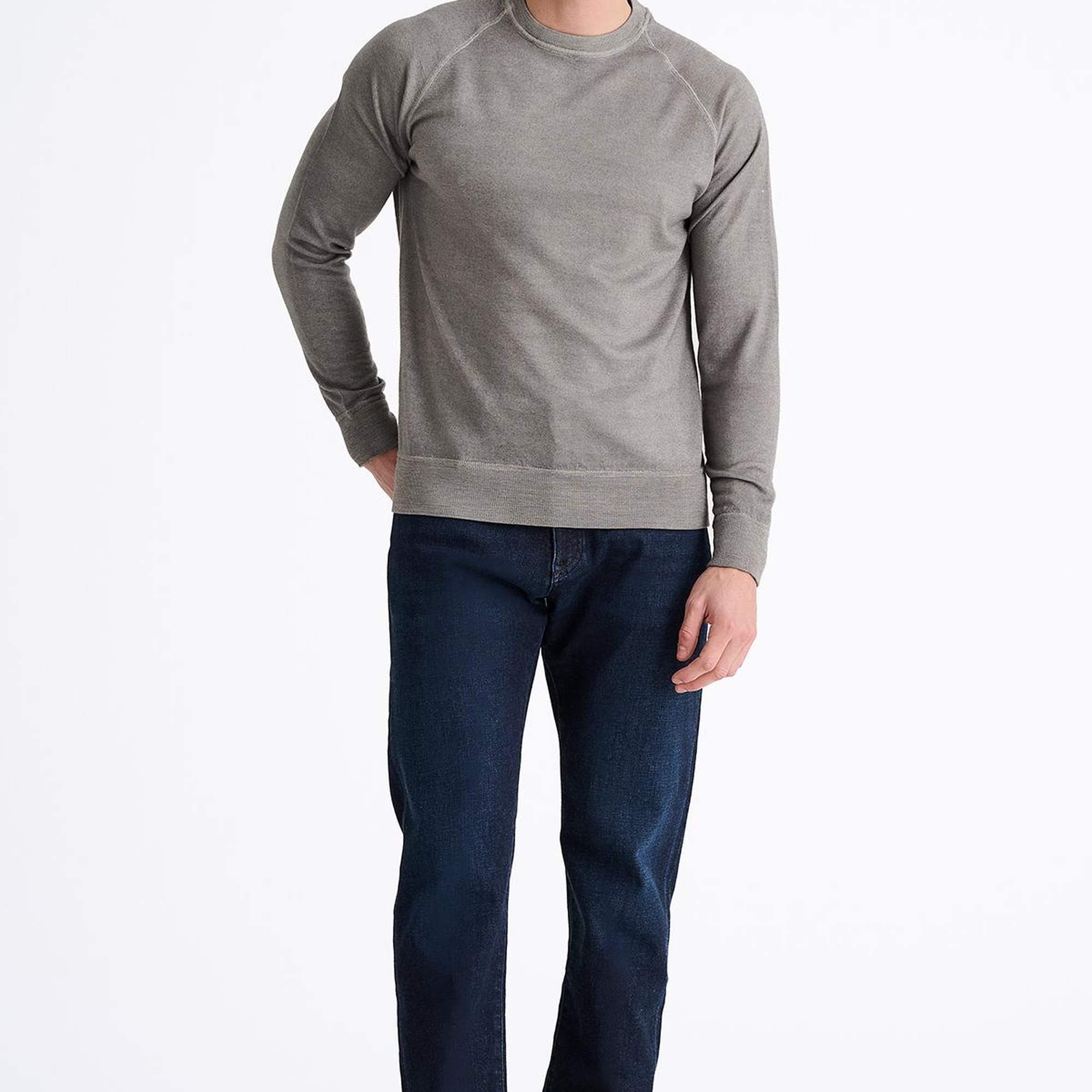 Erkek Açık Yeşil 140's Yün Bisiklet Yaka Kazak