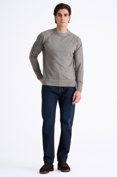  Erkek Açık Yeşil 140's Yün Bisiklet Yaka Kazak