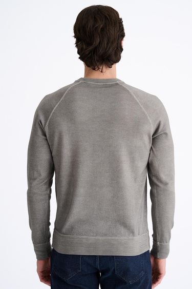  Erkek Açık Yeşil 140's Yün Bisiklet Yaka Kazak