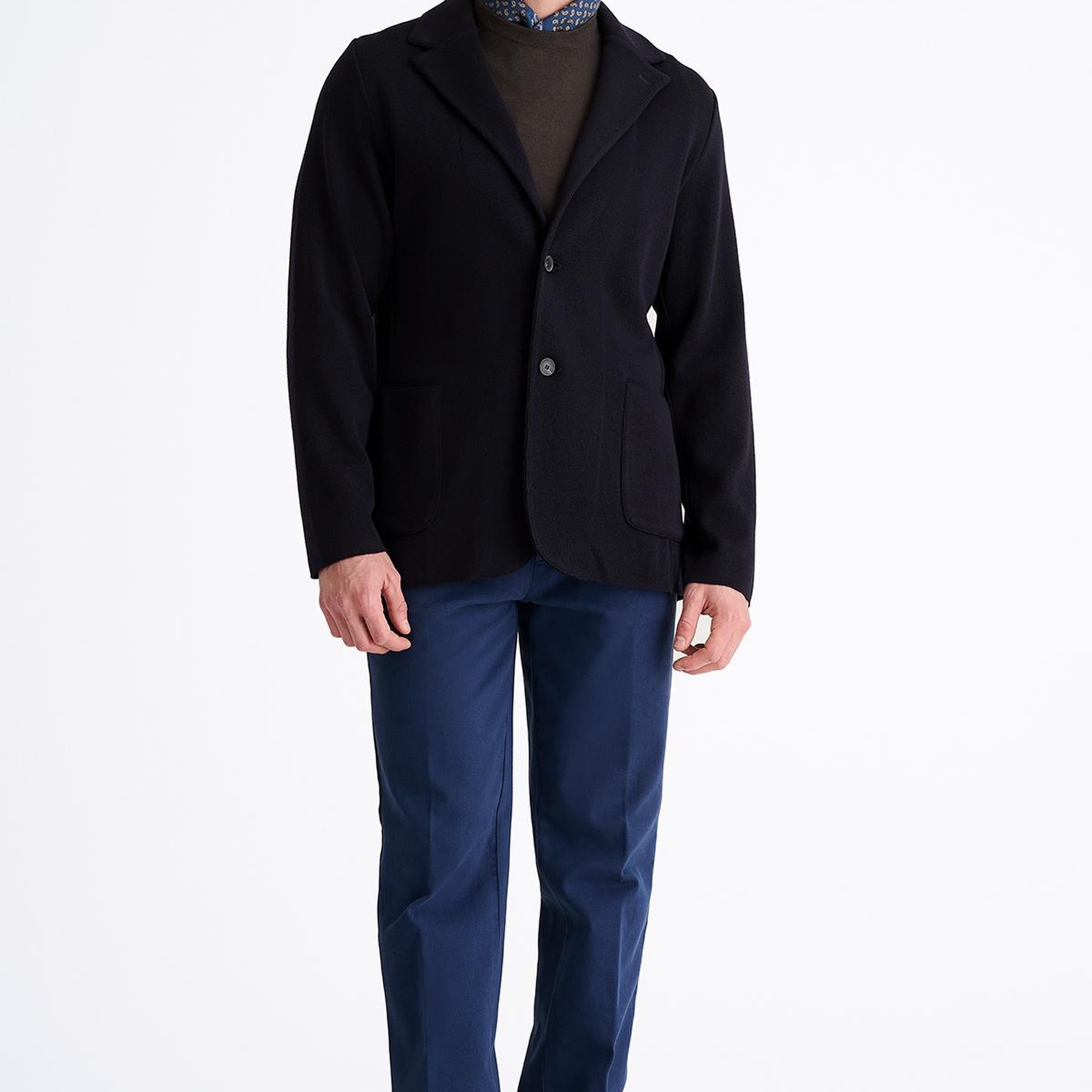 Erkek Lacivert Extrafine Yün Triko Ceket