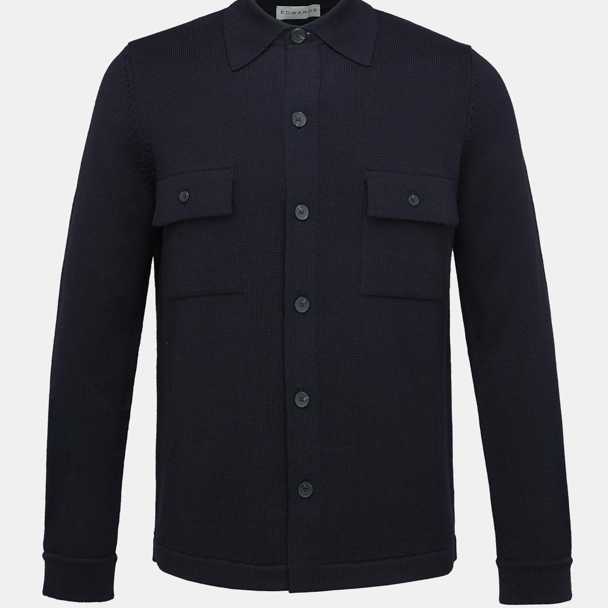 Erkek Lacivert Extrafine Yün Overshirt Triko