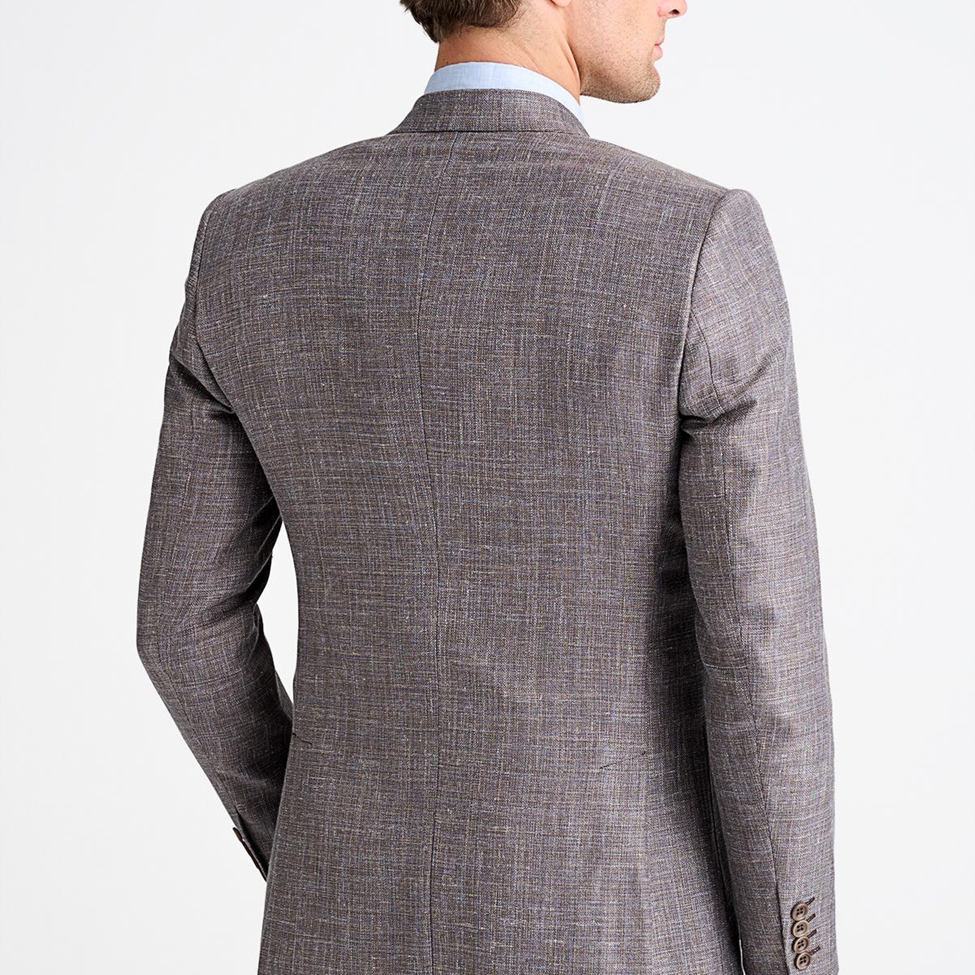 Erkek Kahverengi Loro Piana Kumaşıyla Üretilmiş Yün İpek Keten Karışımlı Ceket