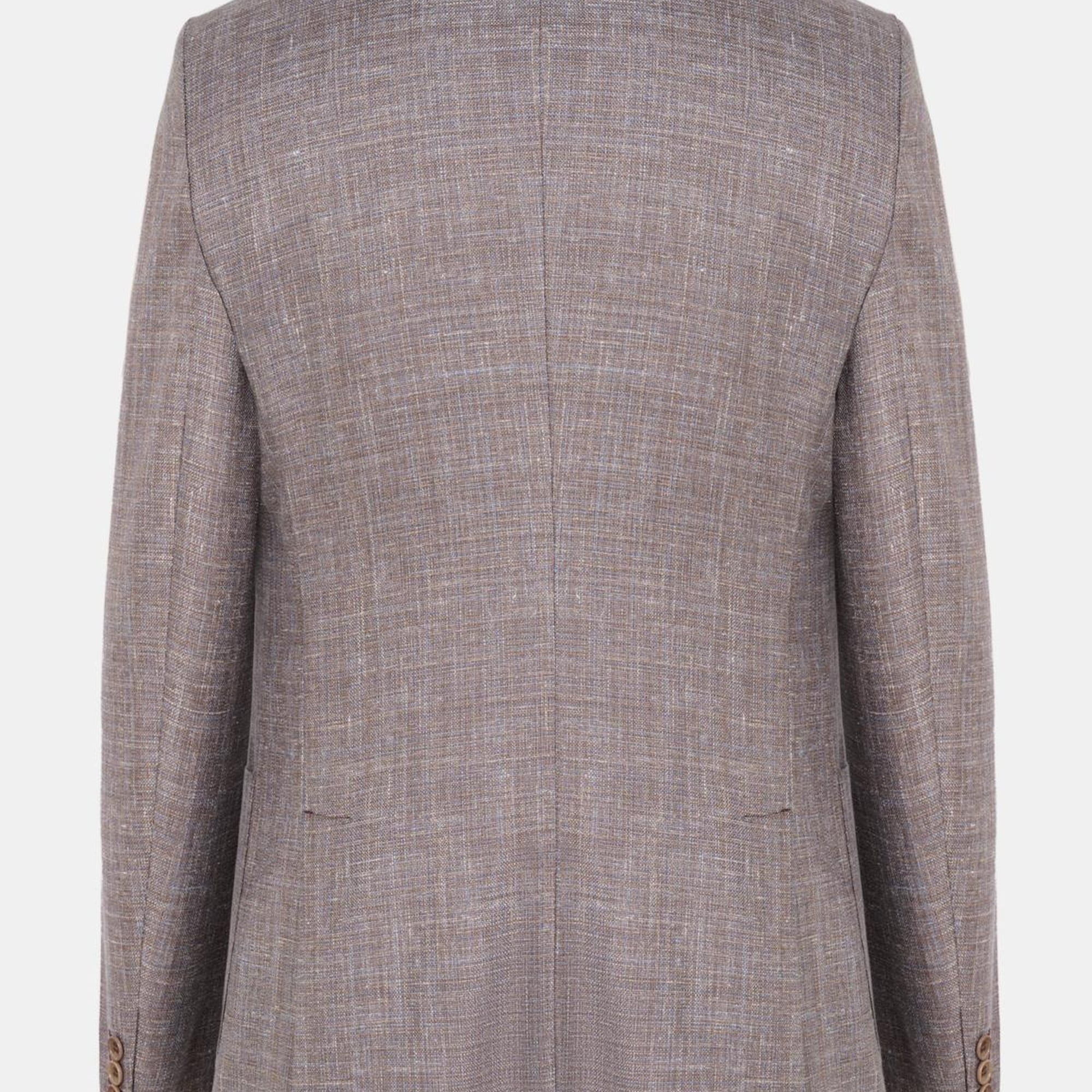 Erkek Kahverengi Loro Piana Kumaşıyla Üretilmiş Yün İpek Keten Karışımlı Ceket