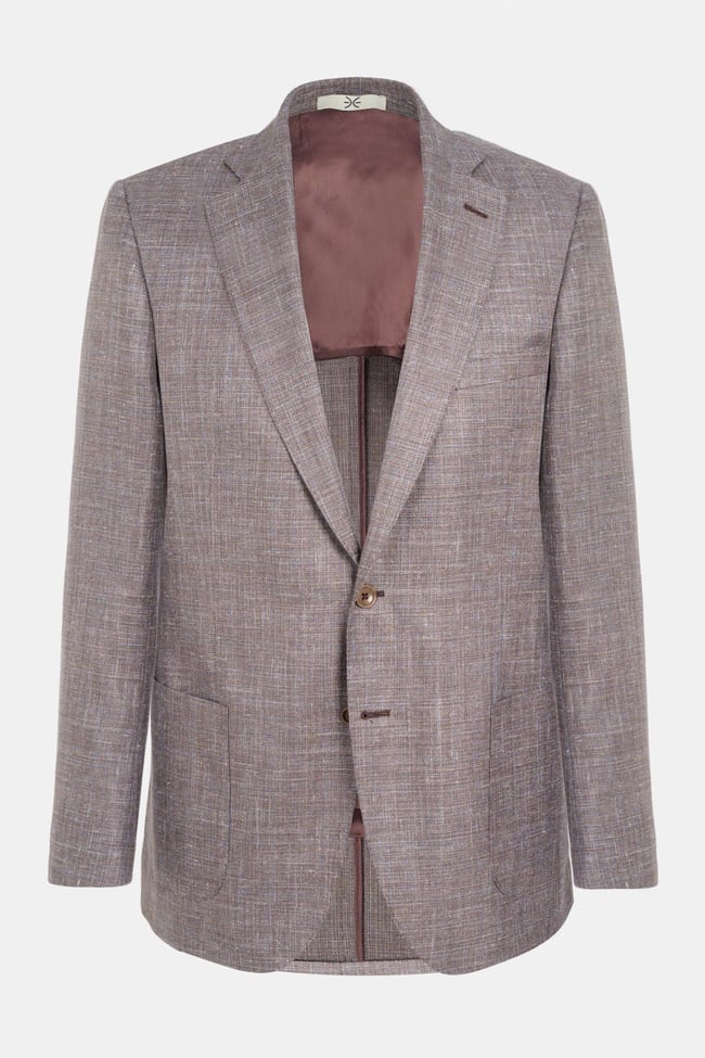  Erkek Kahverengi Loro Piana Kumaşıyla Üretilmiş Yün İpek Keten Karışımlı Ceket