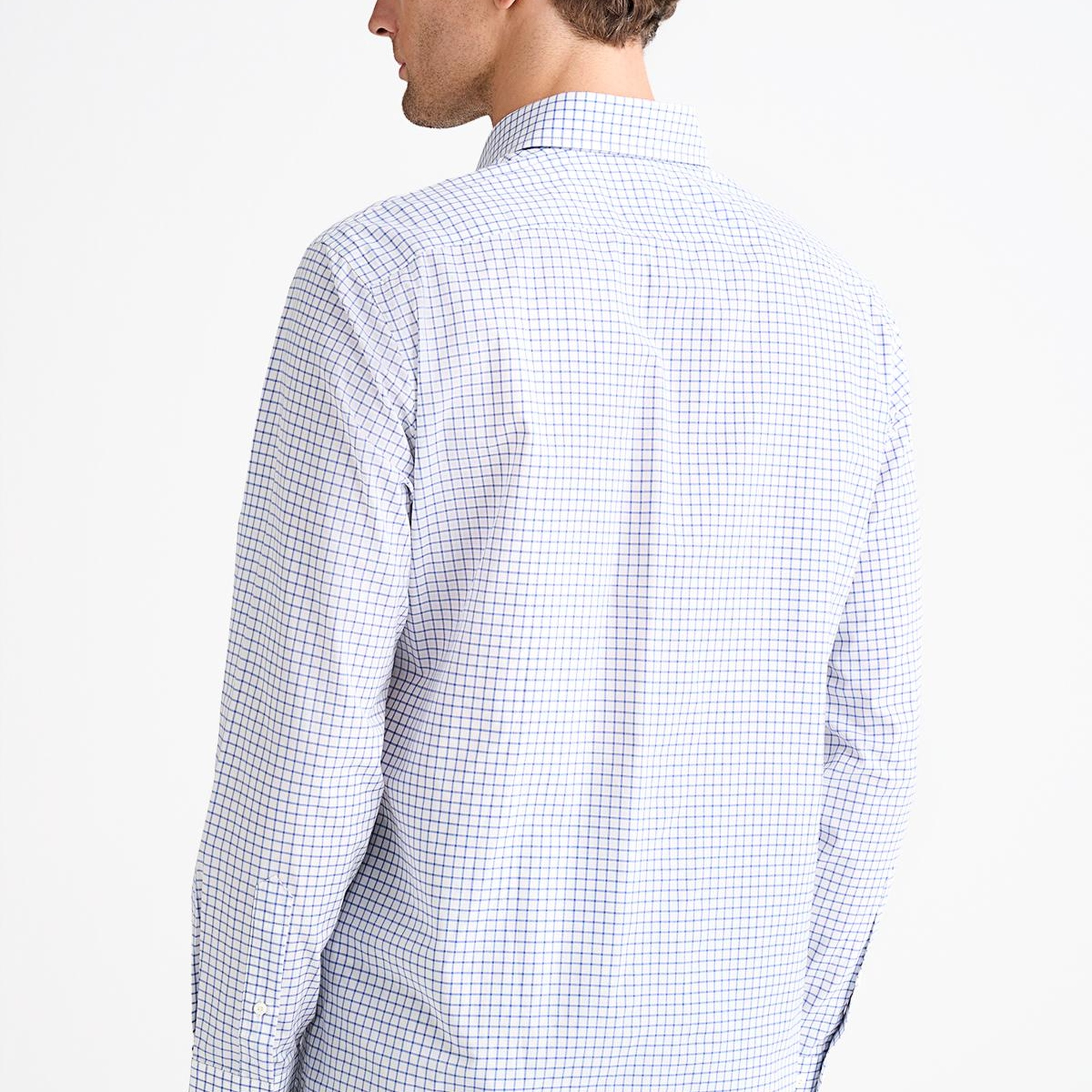 Erkek Mavi Cooper Fit Düğmeli Yaka Pötikare Desenli Spor Gömlek