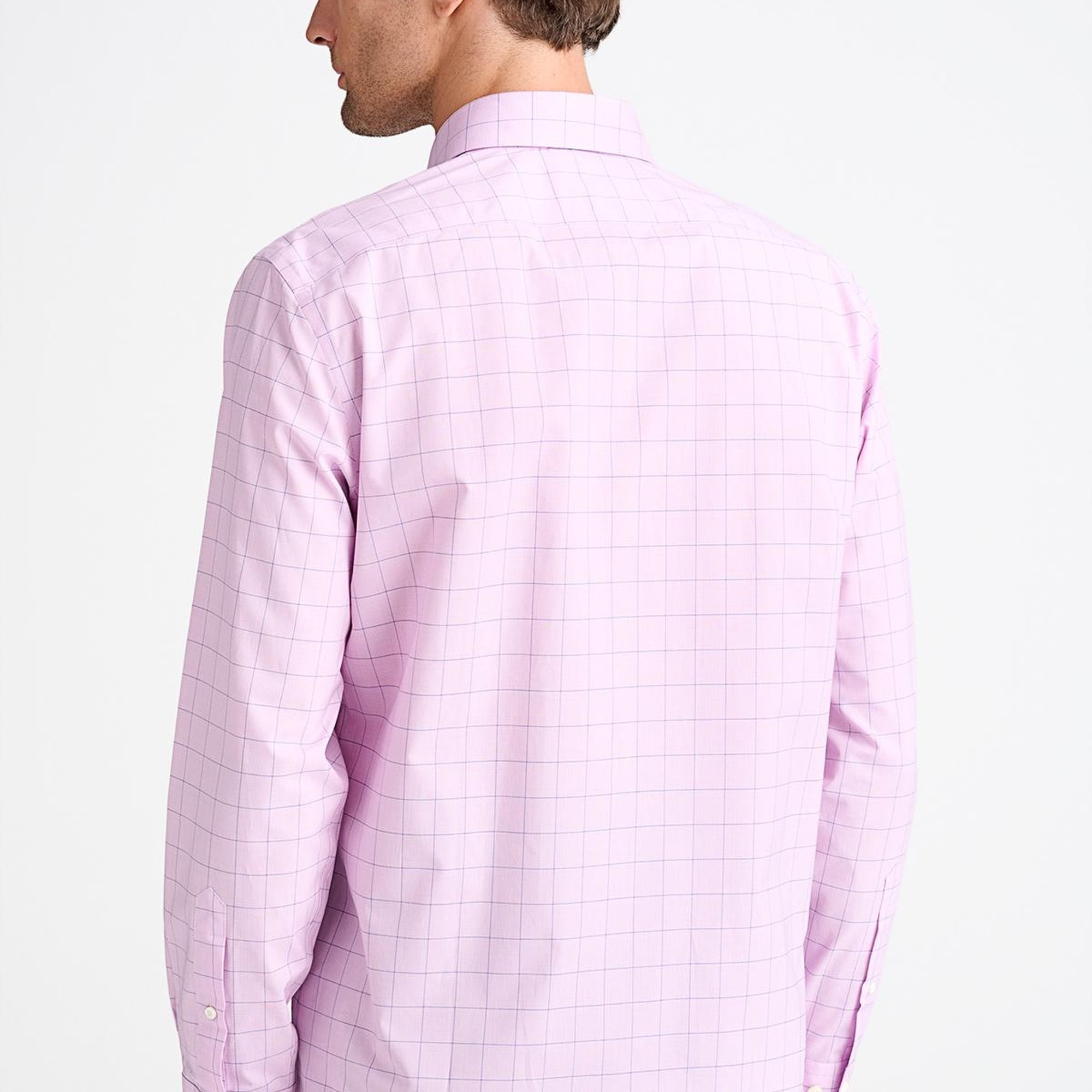 Erkek Pembe Cooper Fit Düğmeli Yaka Ekoseli Spor Gömlek