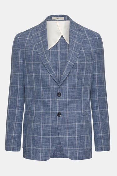  Erkek Açık Mavi Vitale Barberis Ekoseli Yün Spor Ceket