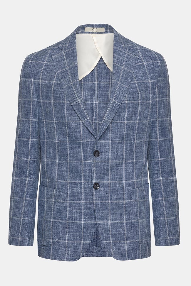  Erkek Açık Mavi Vitale Barberis Ekoseli Yün Spor Ceket