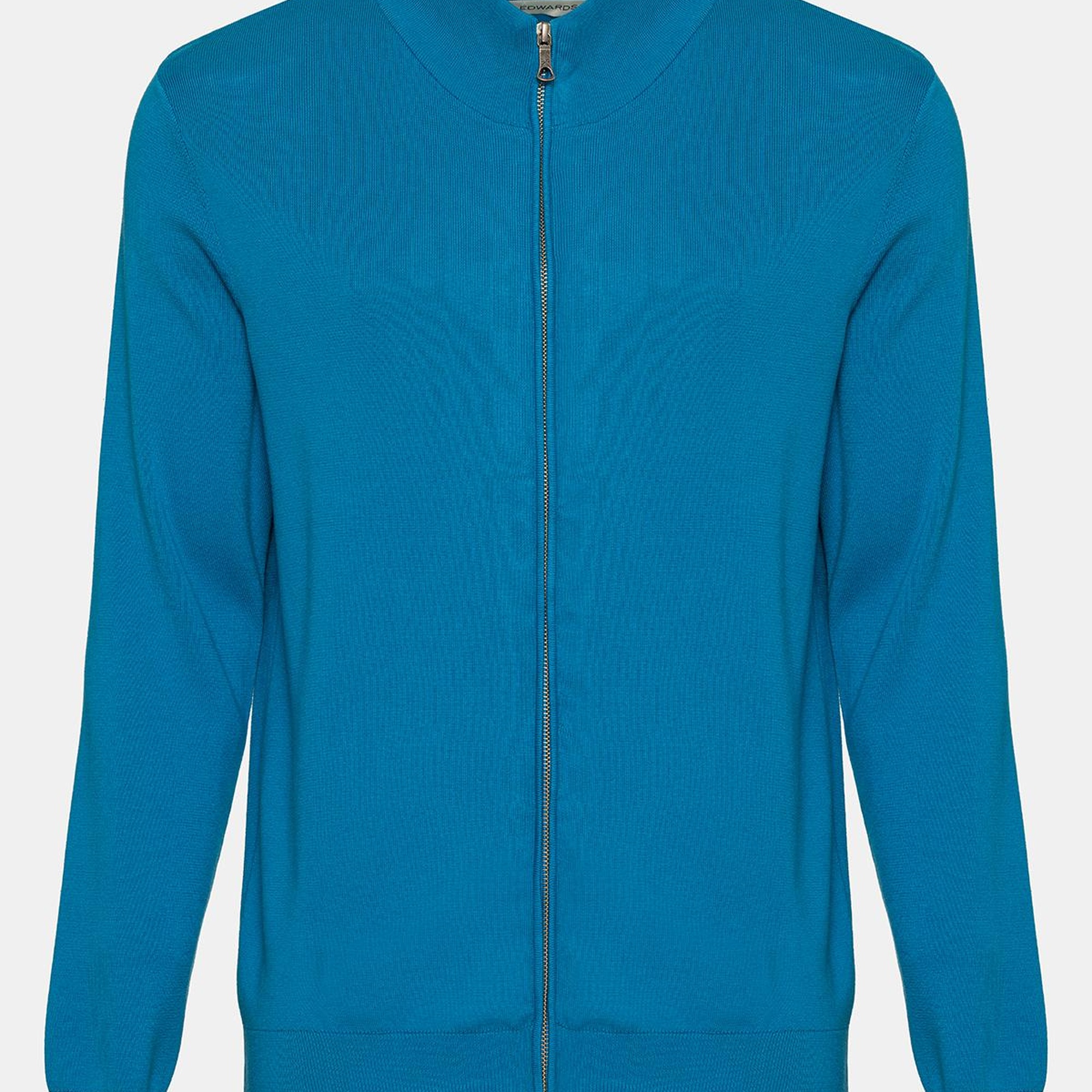 Erkek Petrol Organik Pamuklu Fermuarlı Hırka