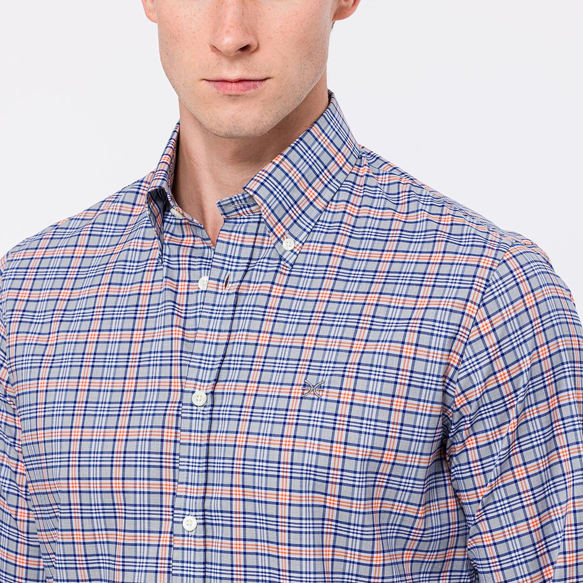 Erkek Turuncu Cooper Fit Düğmeli Yaka Spor Gömlek