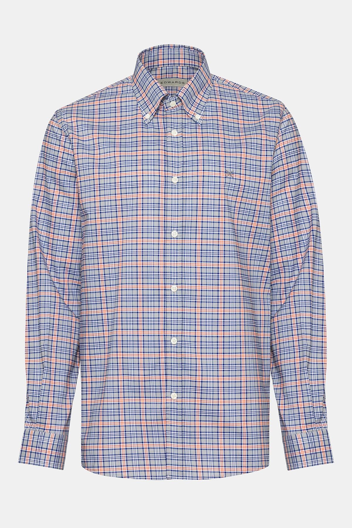  Erkek Turuncu Cooper Fit Düğmeli Yaka Spor Gömlek