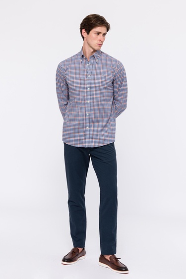  Erkek Turuncu Cooper Fit Düğmeli Yaka Spor Gömlek