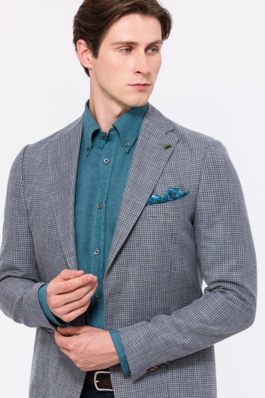  Erkek Vitale Barberis Turkuaz Yün Spor Ceket