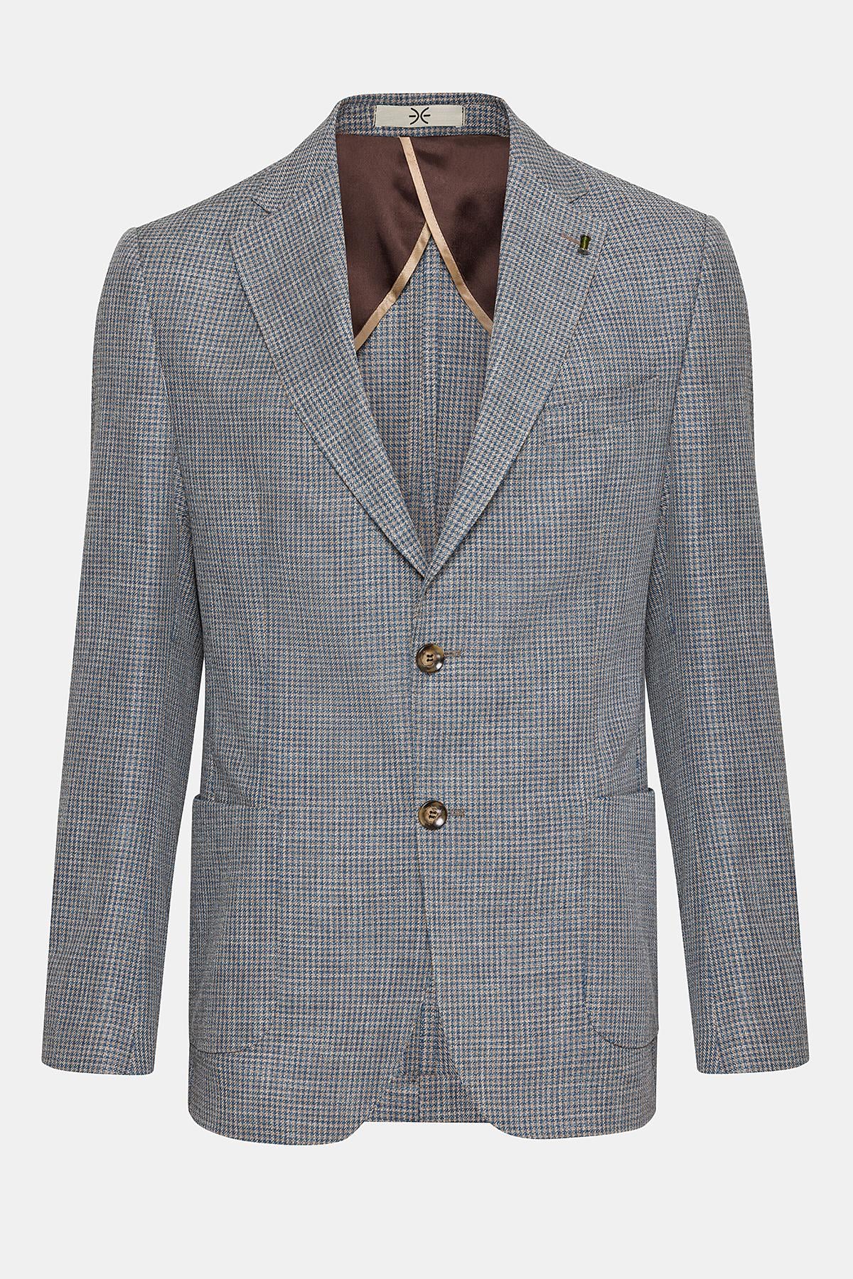  Erkek Vitale Barberis Turkuaz Yün Spor Ceket