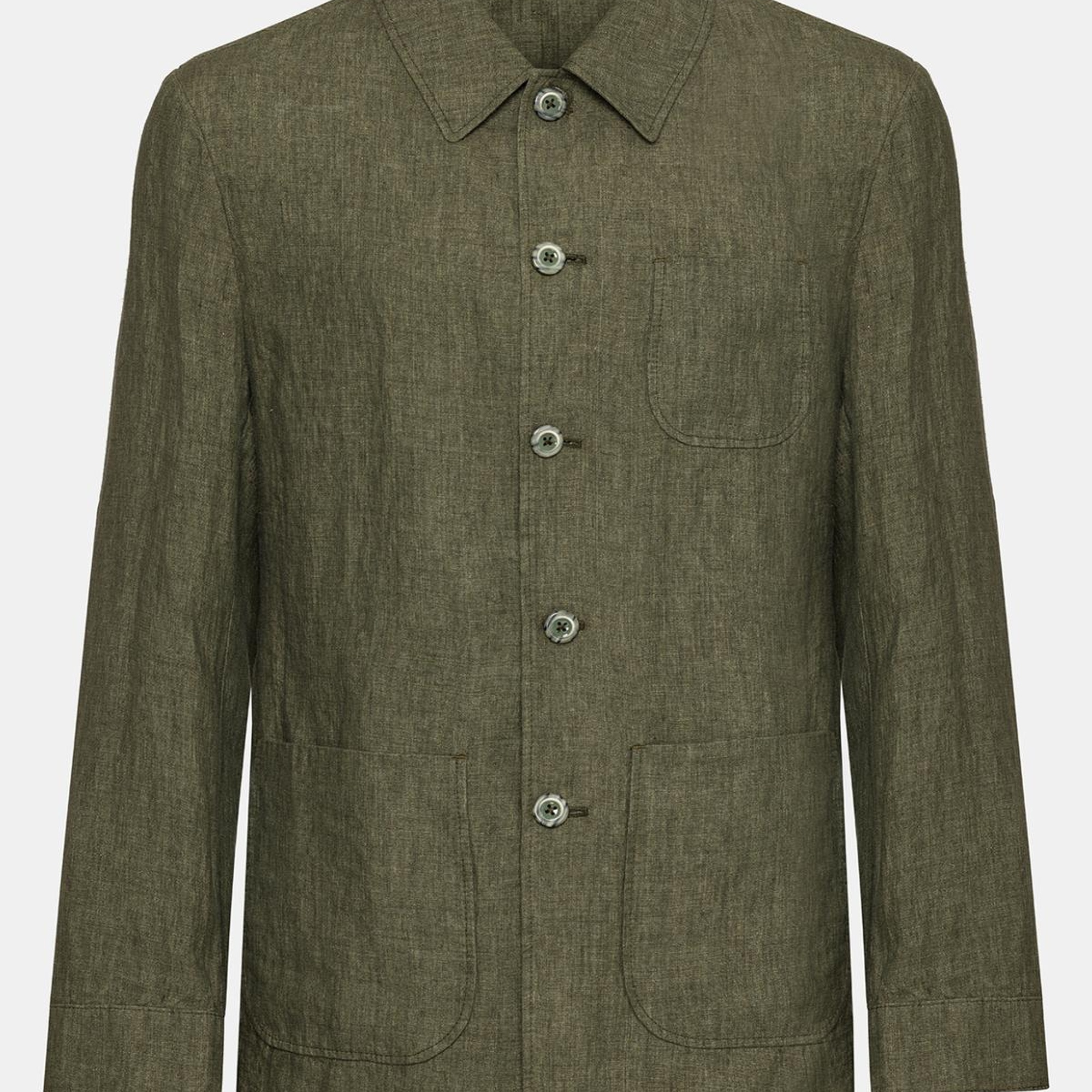 Erkek Haki Leomaster Casual Keten Ceket