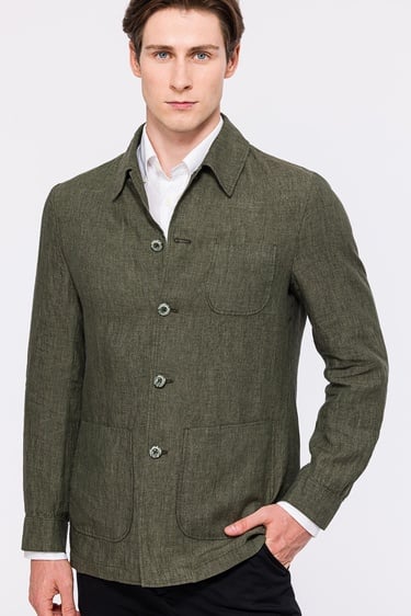  Erkek Haki Leomaster Casual Keten Ceket