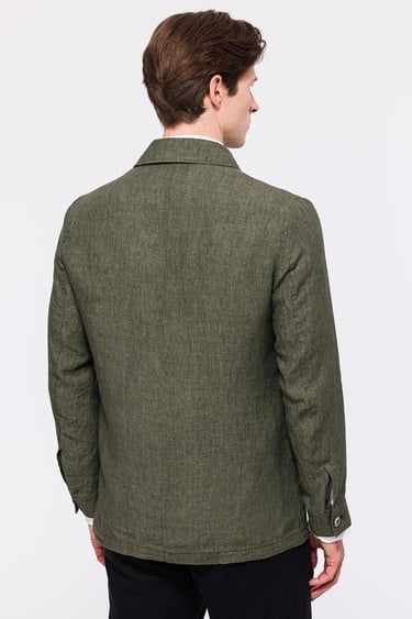  Erkek Haki Leomaster Casual Keten Ceket