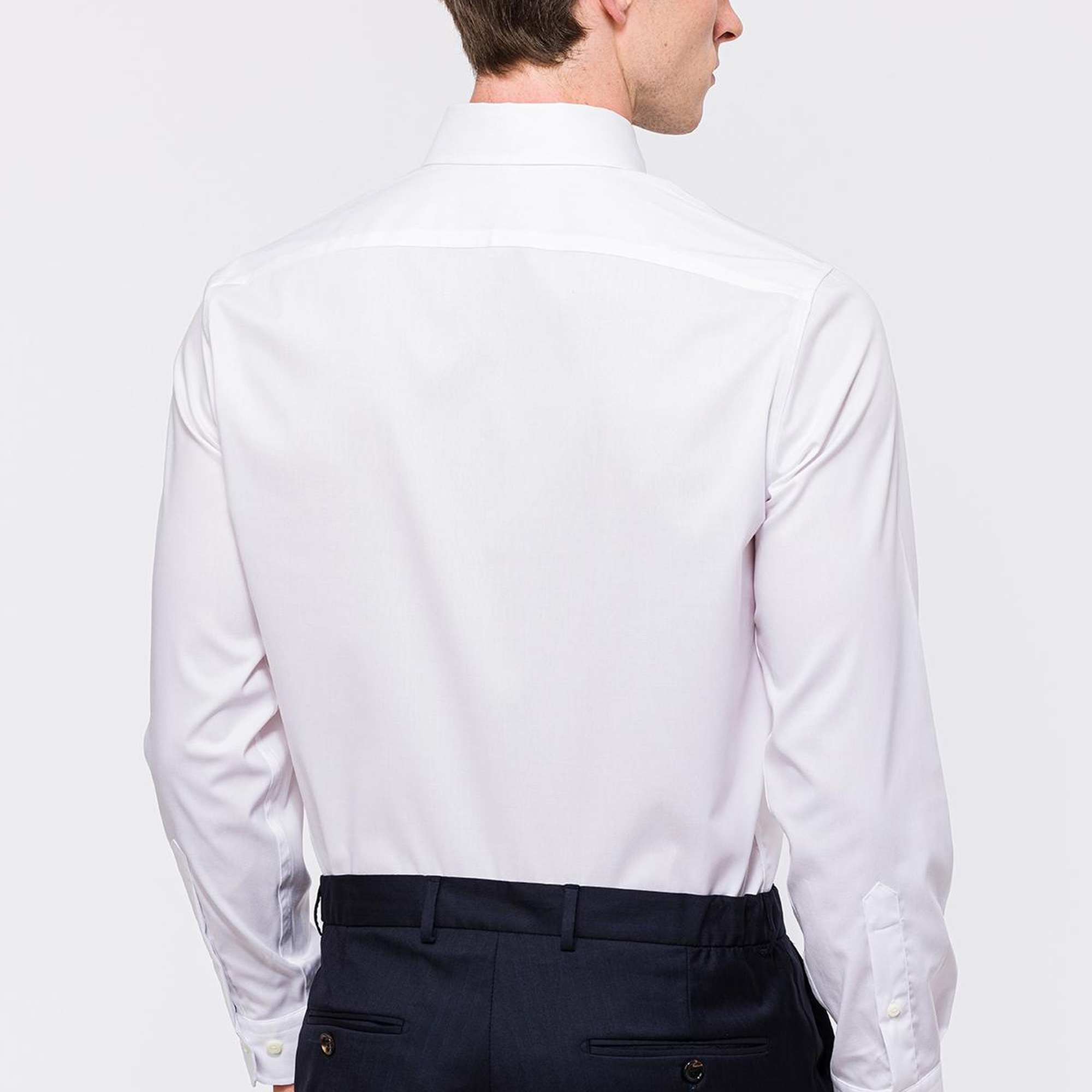 Erkek Beyaz Oliver Fit Düğmeli Yaka Non-Iron Oxford Spor Gömlek