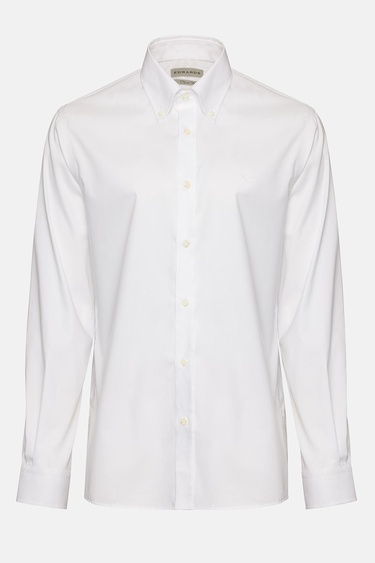  Erkek Beyaz Oliver Fit Düğmeli Yaka Non-Iron Oxford Spor Gömlek