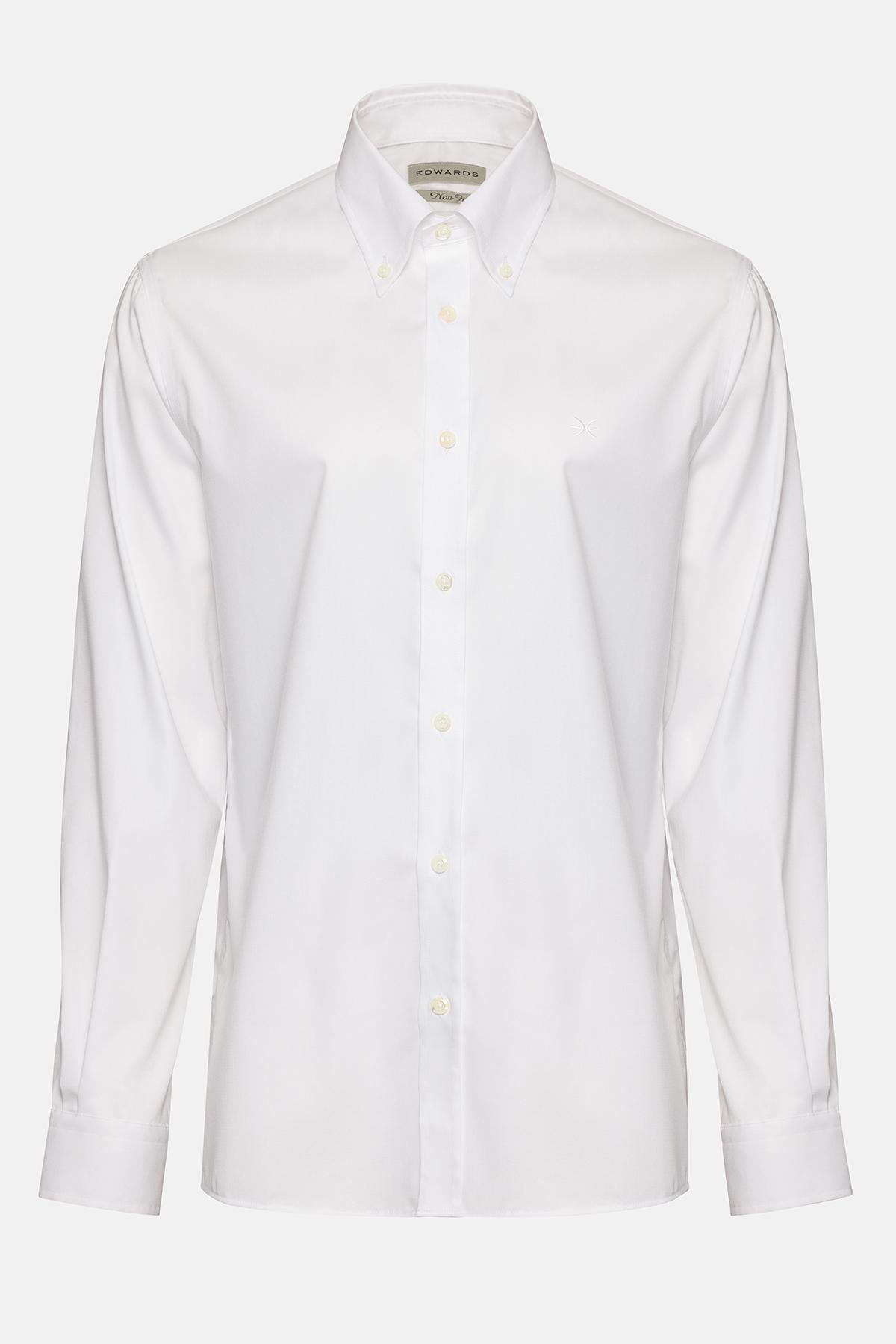  Erkek Beyaz Oliver Fit Düğmeli Yaka Non-Iron Oxford Spor Gömlek