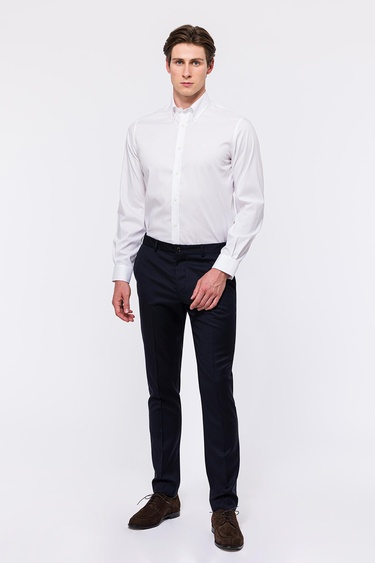  Erkek Beyaz Oliver Fit Düğmeli Yaka Non-Iron Oxford Spor Gömlek