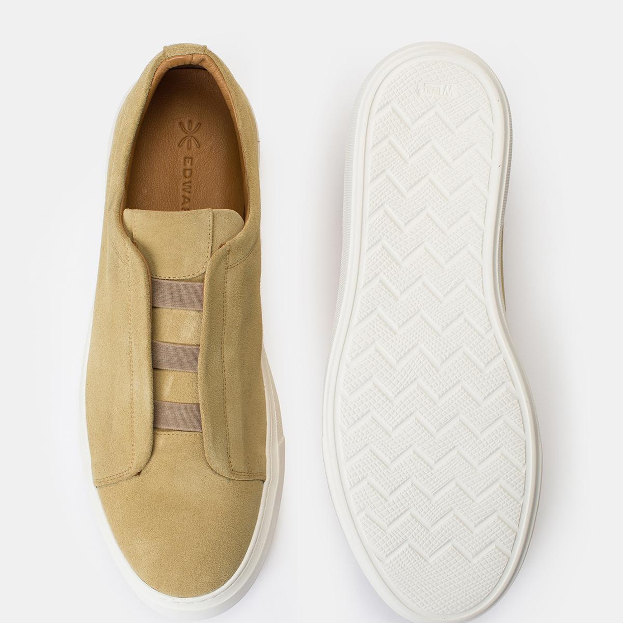 Erkek Bej Bağcıksız Süet Sneaker