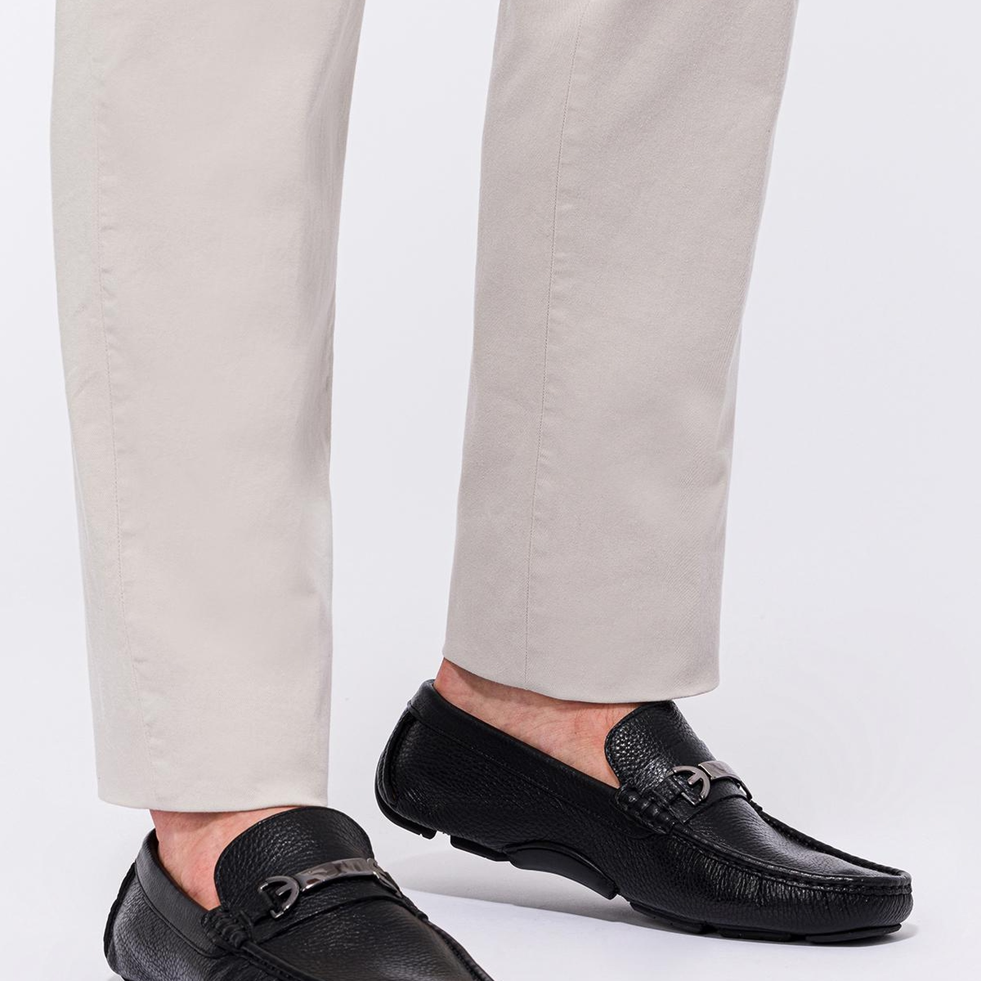 Erkek Siyah Deri Tokalı Loafer