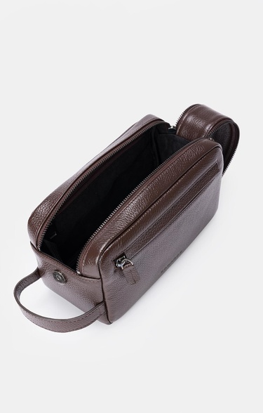  Erkek Kahverengi Deri Kozmetik Çantası