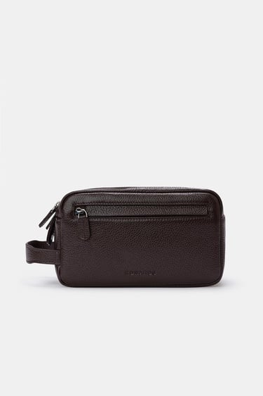  Erkek Kahverengi Deri Kozmetik Çantası
