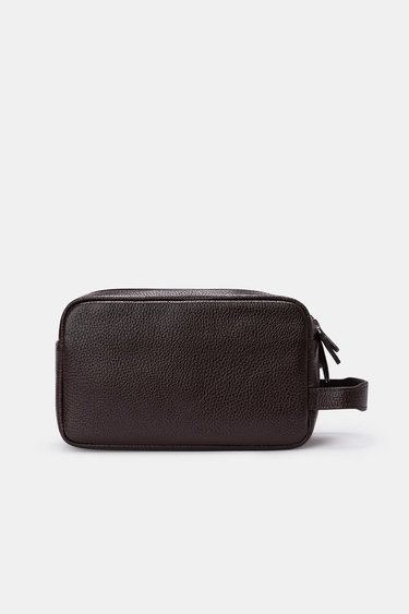  Erkek Kahverengi Deri Kozmetik Çantası
