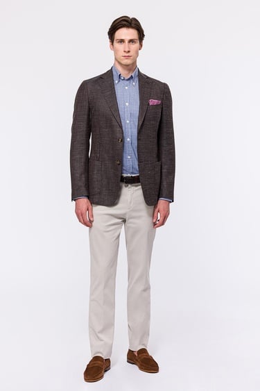  Erkek Kahverengi Vitale Barberis Yün Spor Ceket