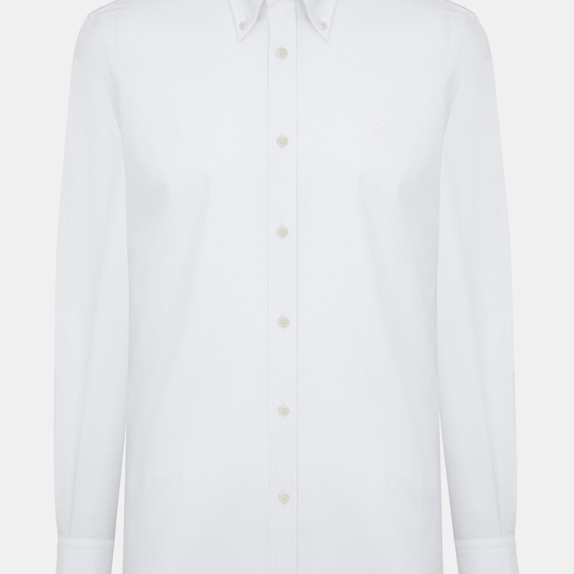 Erkek Beyaz Cooper Fit Düğmeli Yaka Spor Gömlek