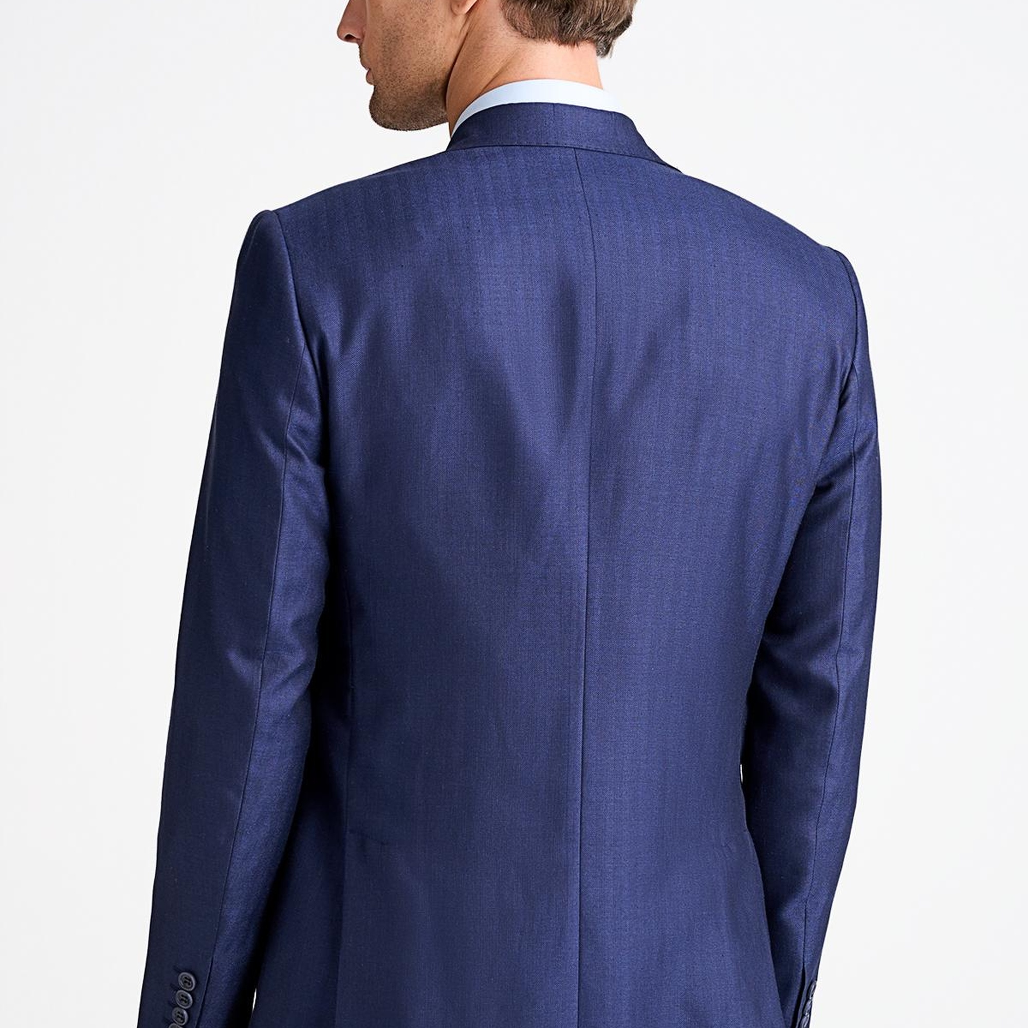 Erkek Lacivert Loro Piana Kumaşıyla Üretilmiş Yün İpek Keten Karışımlı Ceket