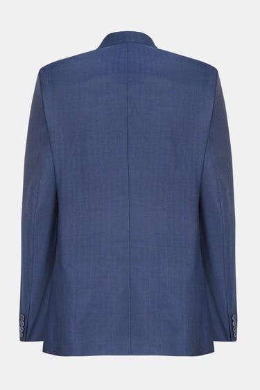  Erkek Lacivert Loro Piana Kumaşıyla Üretilmiş Yün İpek Keten Karışımlı Ceket