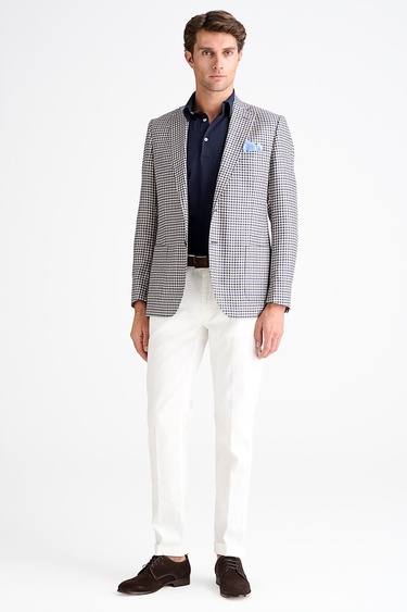  Erkek Bej Loro Piana Kumaşıyla Üretilmiş Kaşmir İpek Karışımlı Ceket