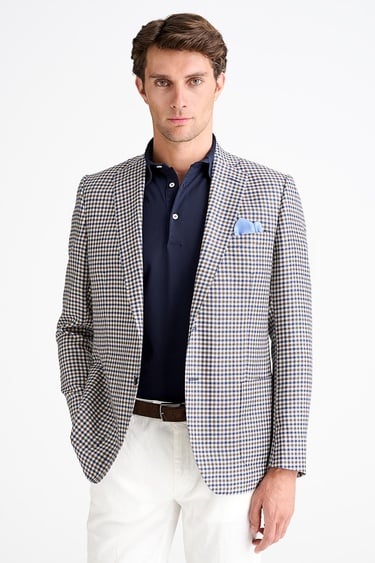  Erkek Bej Loro Piana Kumaşıyla Üretilmiş Kaşmir İpek Karışımlı Ceket