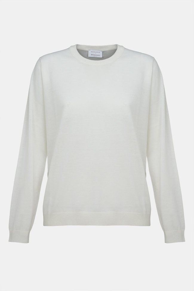  Kadın Beyaz Yün Bisiklet Yaka Kazak