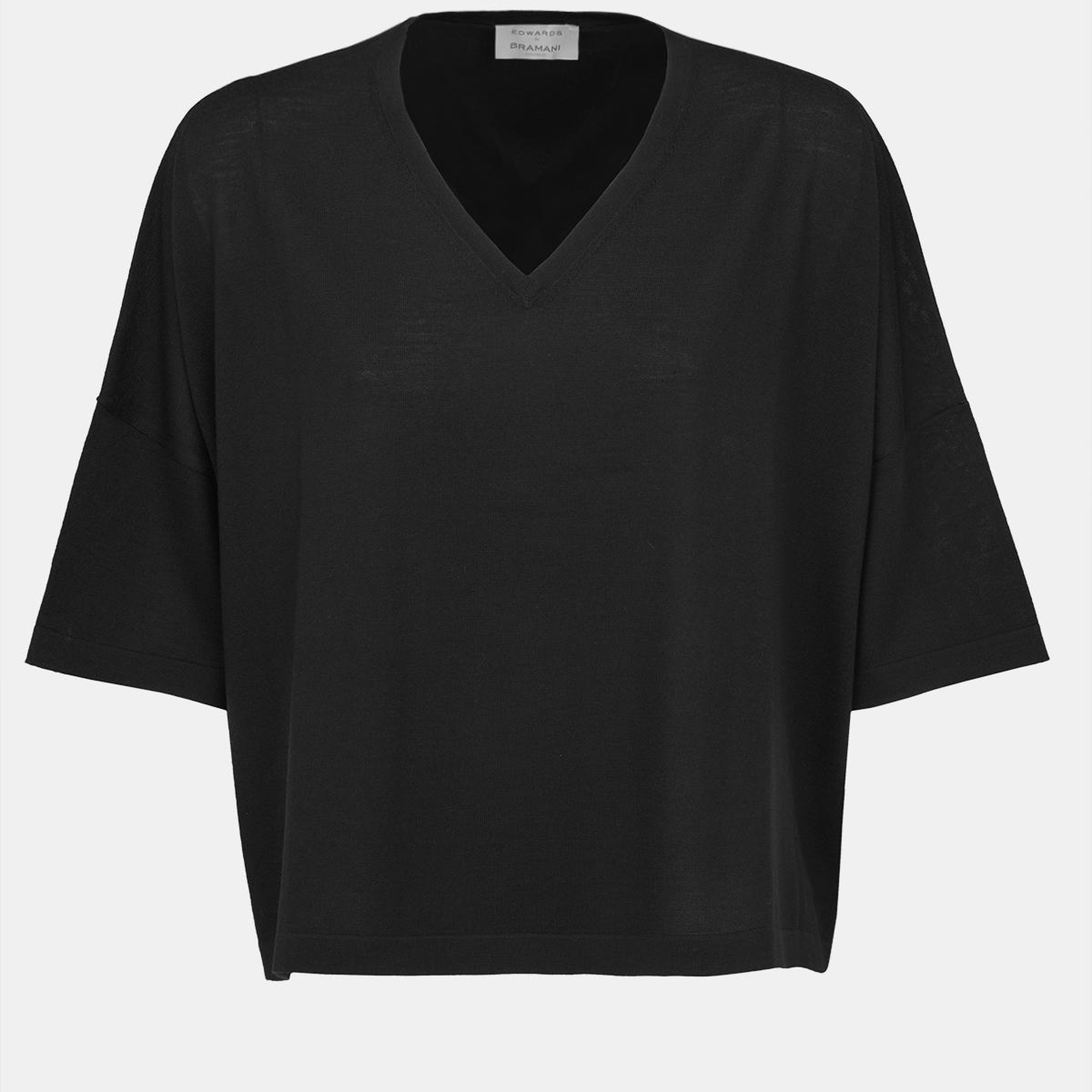 Kadın Siyah Yün V Yaka Oversize Kazak