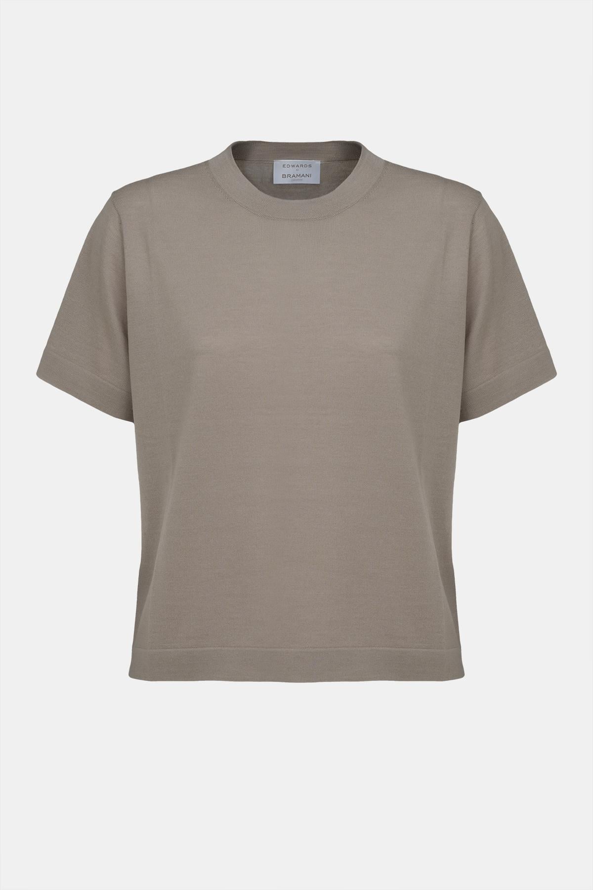  Kadın Bej Yün Kısa Kollu Kazak