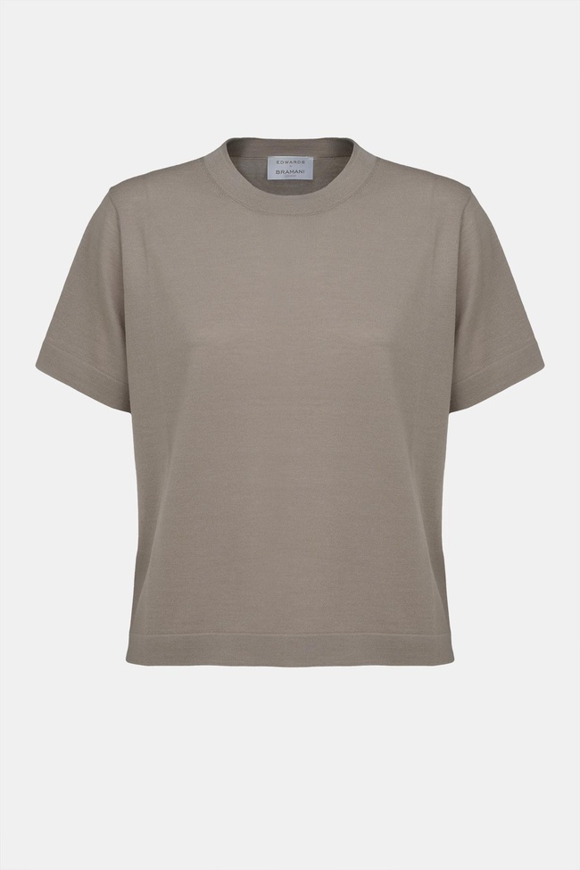  Kadın Bej Yün Kısa Kollu Kazak