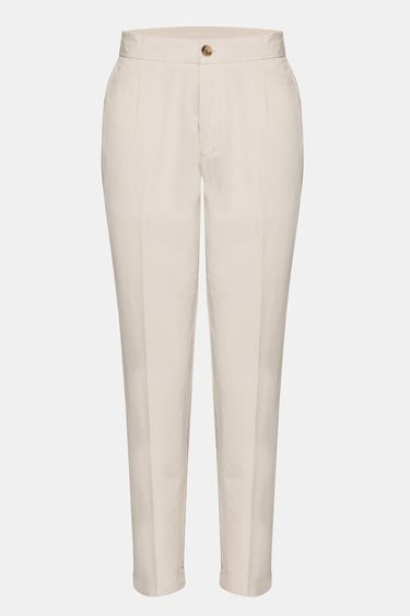  Erkek Bej Beli Lastikli Bağcıklı Keten Pantolon