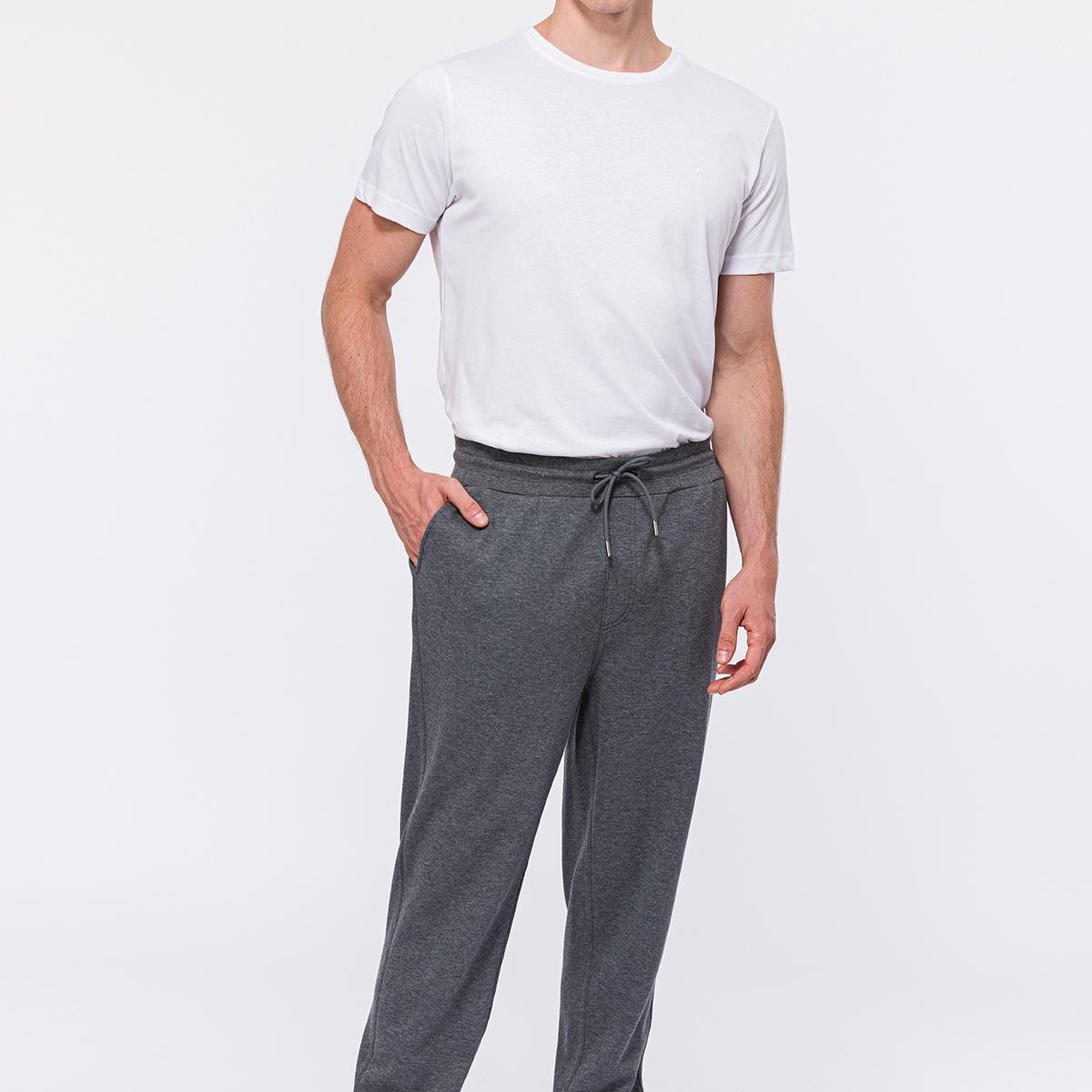 Erkek Gri Melanj Organik Pamuklu Eşofman Altı