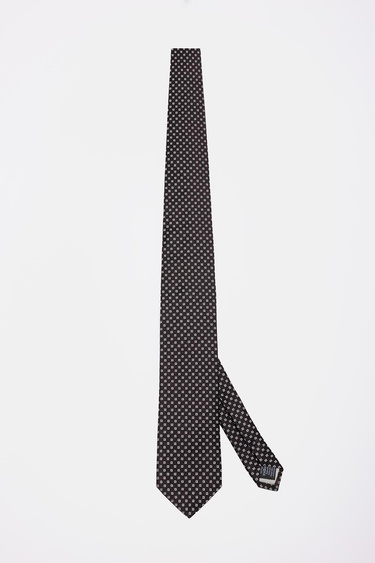  Erkek Siyah Desenli İpek Kravat