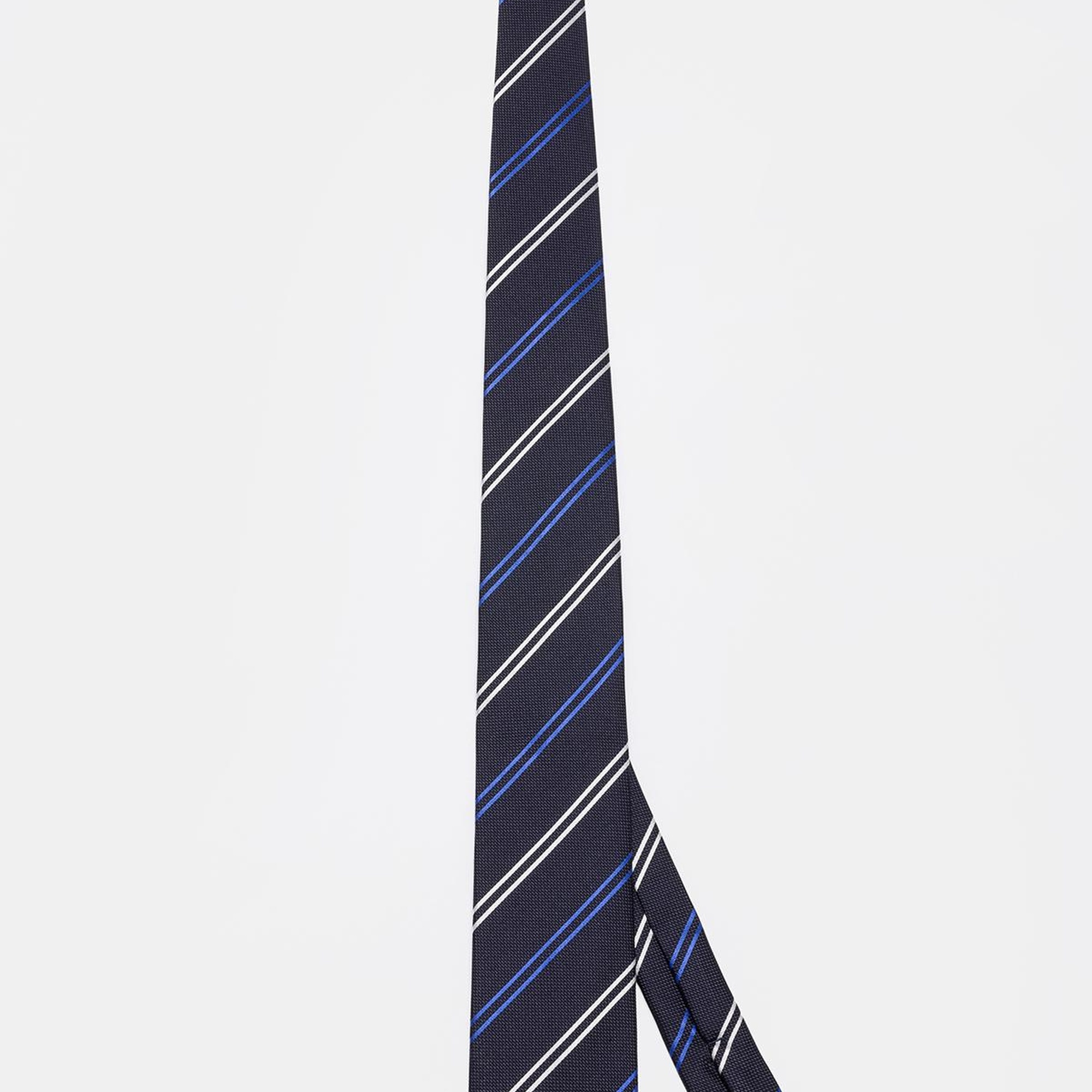 Erkek Siyah Çizgili İpek Kravat