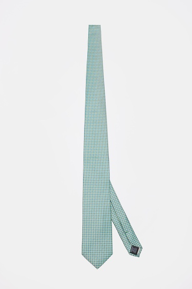  Erkek Açık Yeşil Desenli İpek Kravat