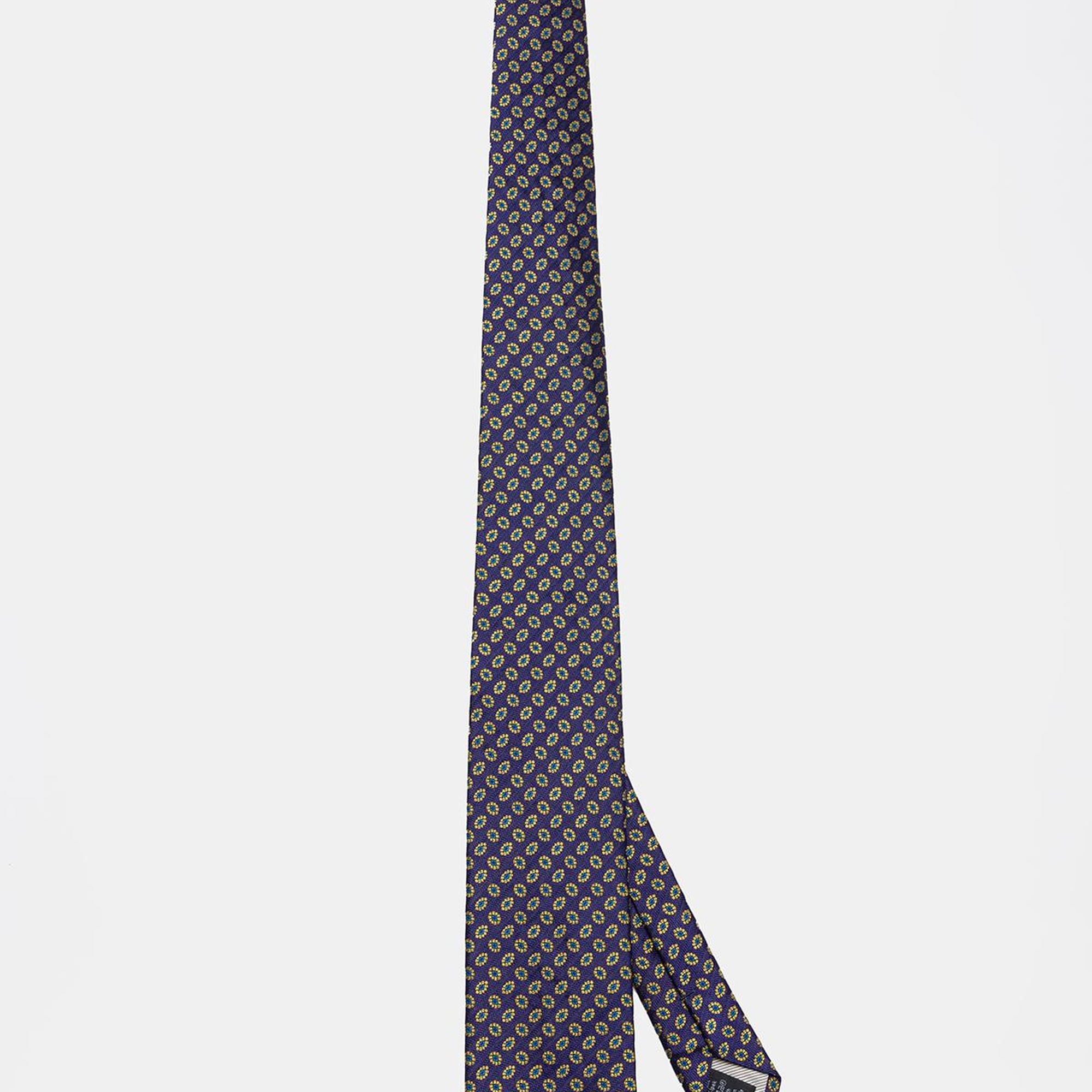 Erkek Lacivert Desenli İpek Kravat